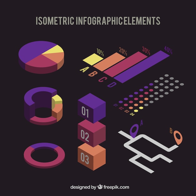Free Vector Isometric Set Of Elements For Infographics 3441