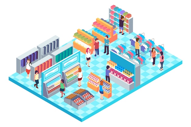 Isometric shopping center | Free Vector