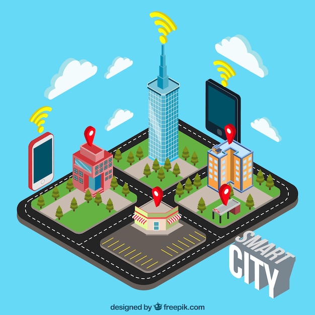 Free Vector | Isometric smart city background