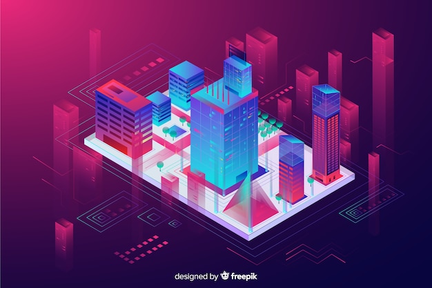 Isometric smart city background Vector | Free Download