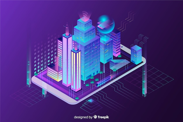 Isometric smart city background | Free Vector