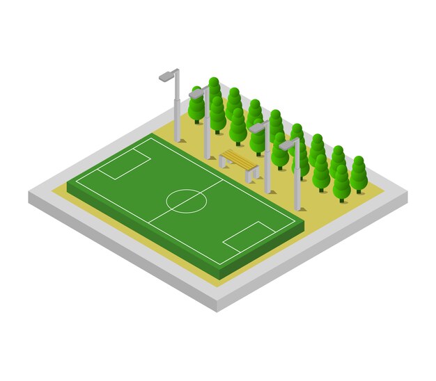 Isometric Soccer Field Premium Vector