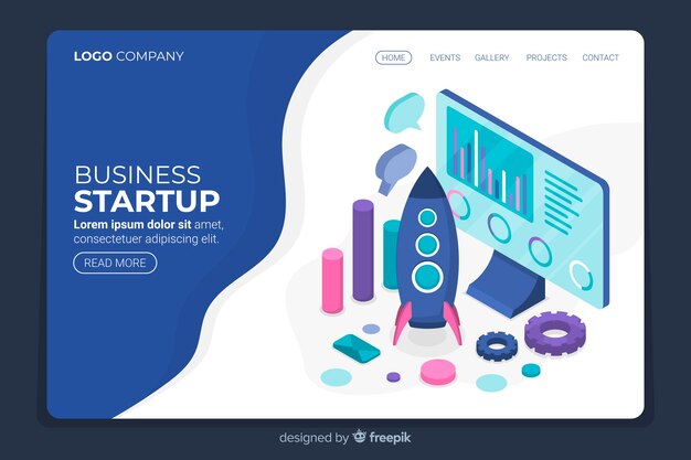 Free Vector | Isometric Startup Landing Page