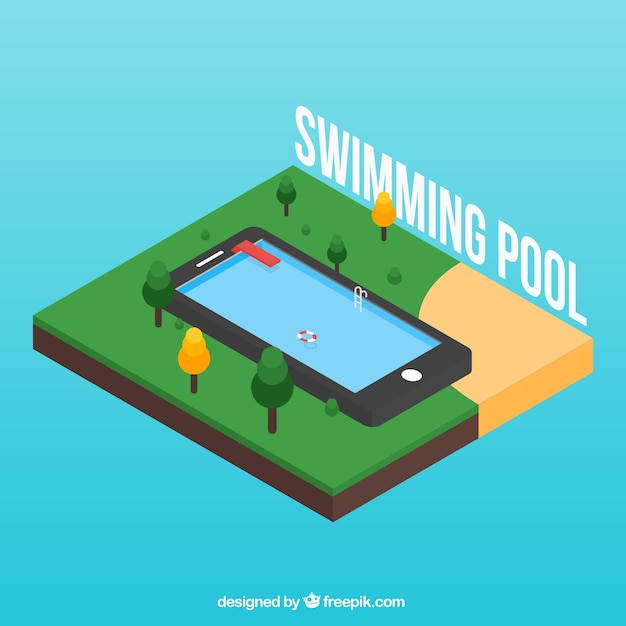 Isometric swimming pool in the nature