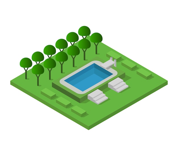 Premium Vector | Isometric swimming pool