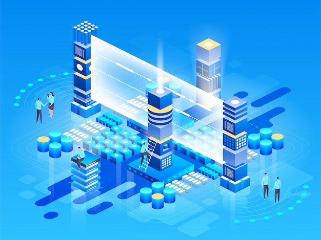 Premium Vector | Isometric technology concept. database network