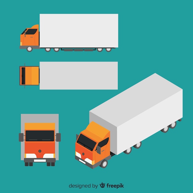 Free Vector | Isometric truck perspectives collection