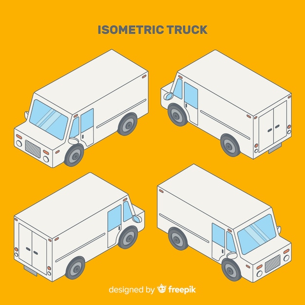 Download Isometric truck perspectives collection Vector | Free Download