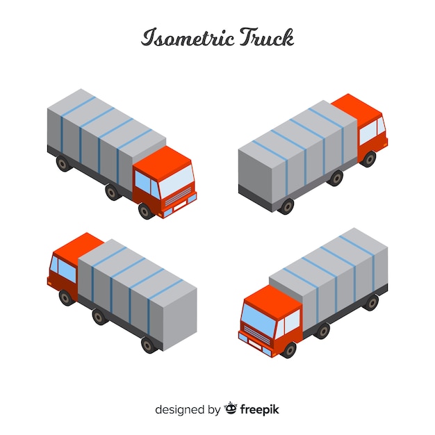 Download Free Vector | Isometric truck perspectives collection