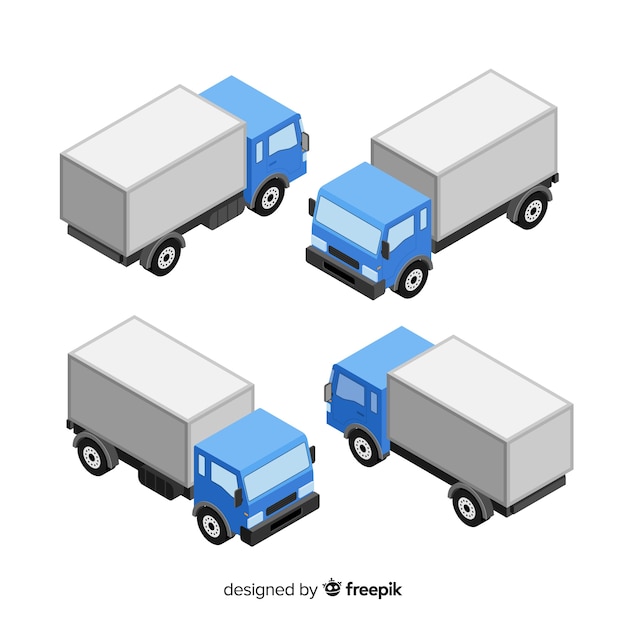 Download Free Vector | Isometric truck perspectives collection