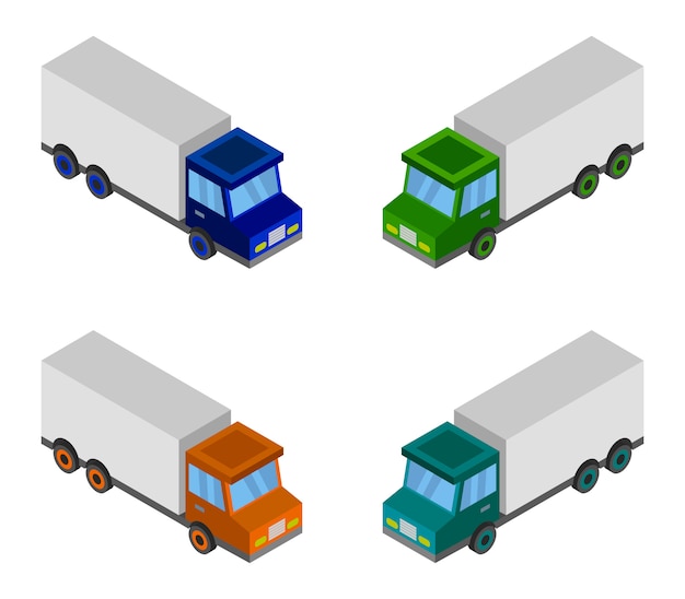 Download Free Vector | Isometric truck set