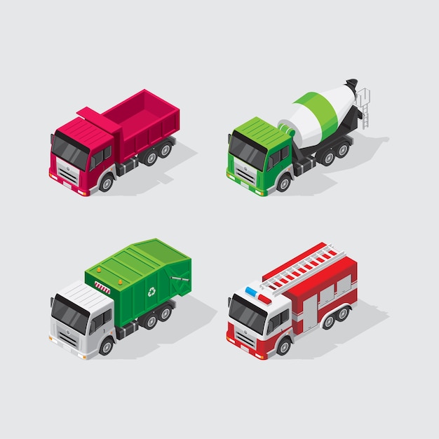 Download Isometric trucks set | Premium Vector