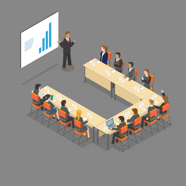 Isometric U Shape Meeting Room Setup Vector Premium Download