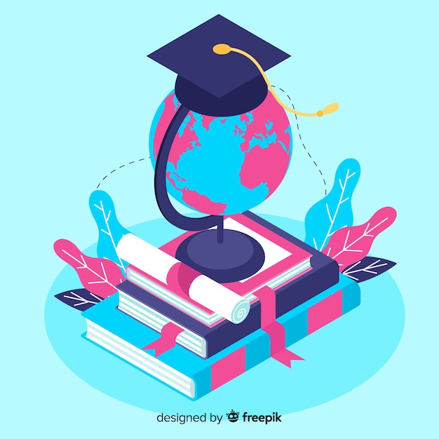 Isometric university concept background Free Vector