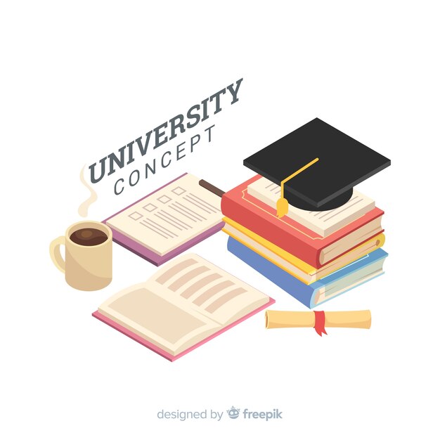 Isometric university concept Free Vector
