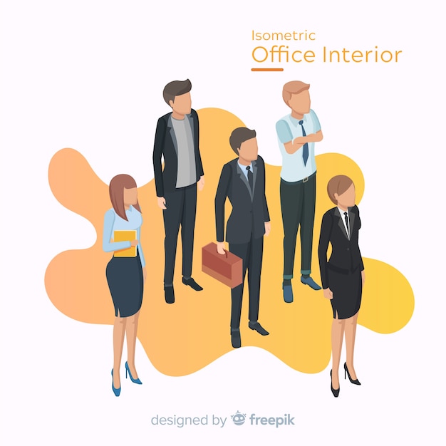 Isometric view of office workers with flat design Free Vector