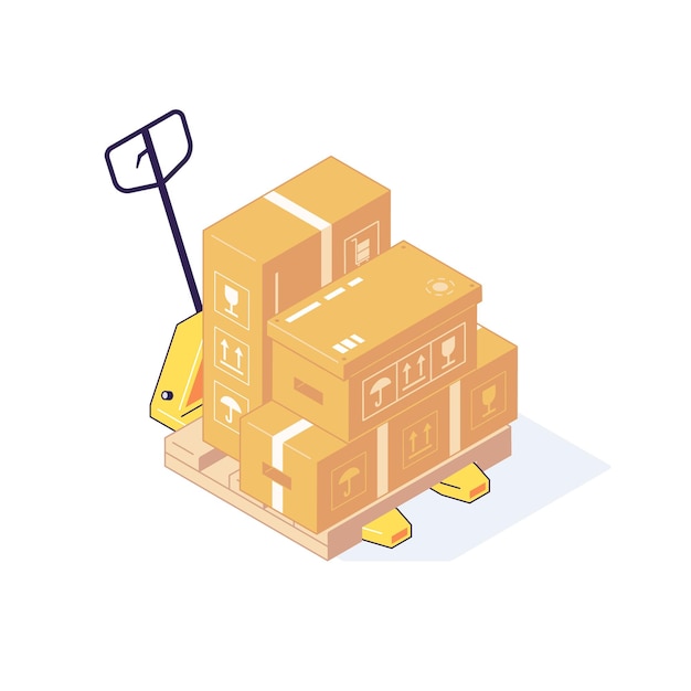 Premium Vector | Isometric warehouse boxes pallets goods illustration