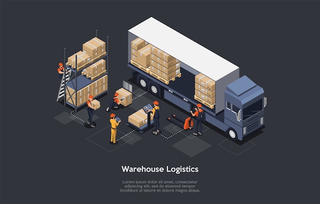 Premium Vector Isometric Warehouse Logistics Concept Modern Interior