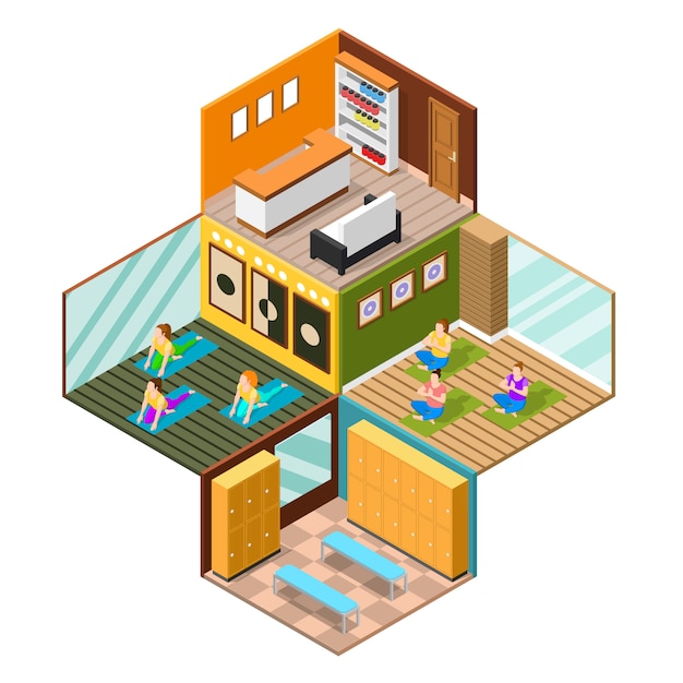 Download Isometric yoga studio background Vector | Free Download