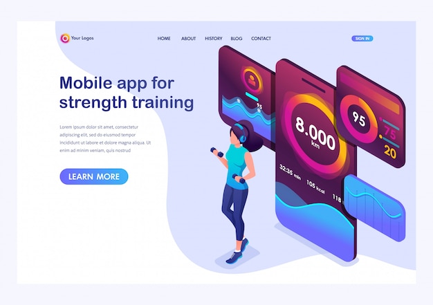Download Free Isometric Young Girl Is Engaged In Power Training Mobile App Use our free logo maker to create a logo and build your brand. Put your logo on business cards, promotional products, or your website for brand visibility.