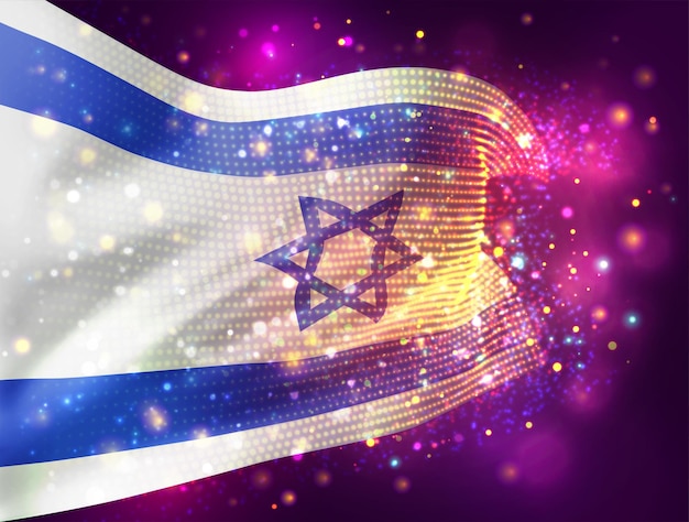 Premium Vector | Israel, vector 3d flag on pink purple background with ...