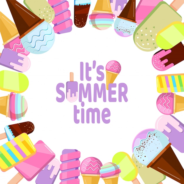 It is summer time - background with ice cream Premium Vector