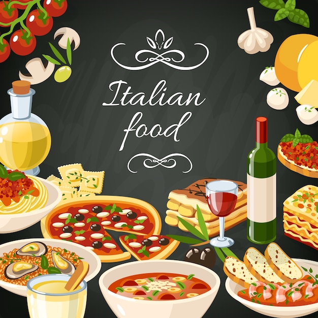 無料のベクター イタリア料理のイラスト