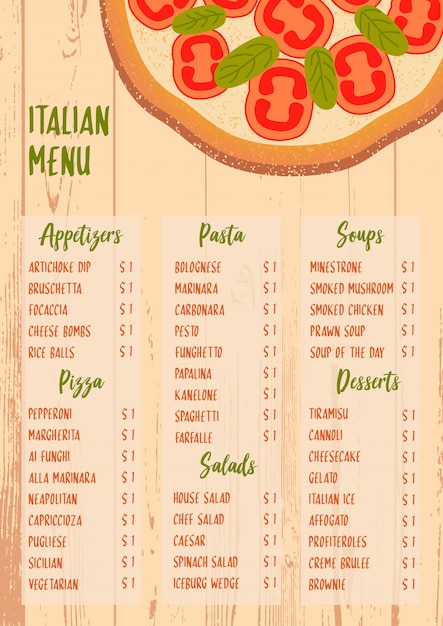 italian menu