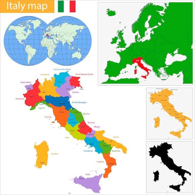 イタリア地図 プレミアムベクター