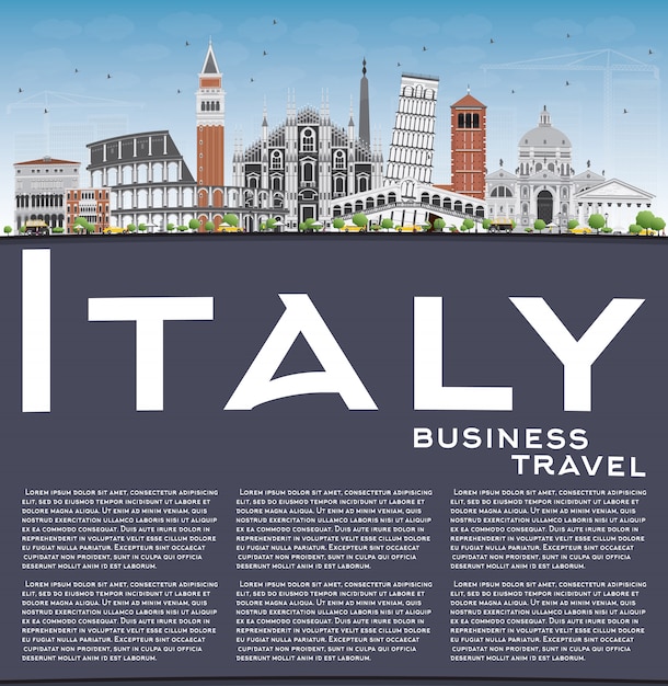 Premium Vector | Italy skyline with landmarks and copy space.