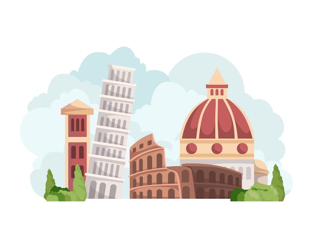 Premium Vector | Italy skyline with landmarks