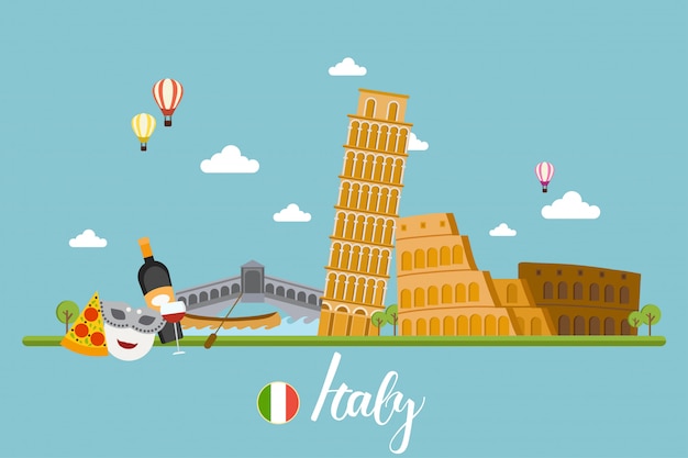 Premium Vector | Italy travel landscapes vector illustration