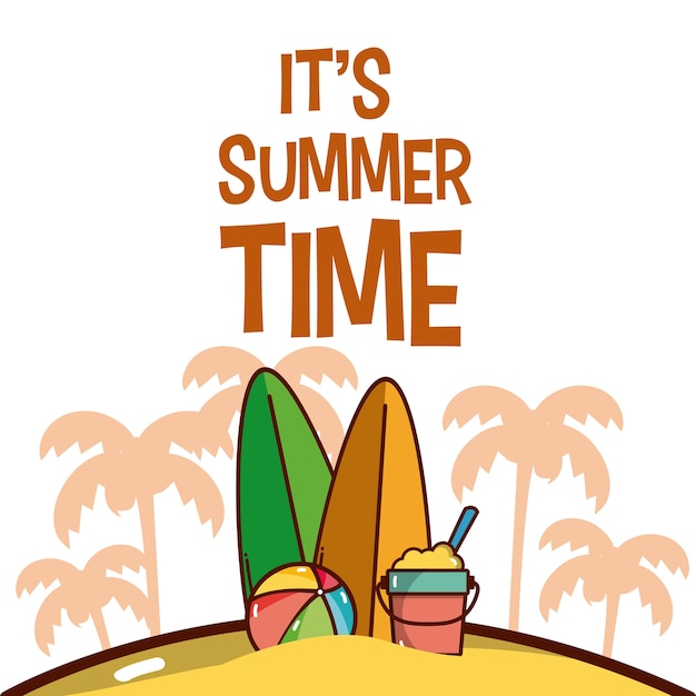 Premium Vector Its Summer Time Cartoon Card