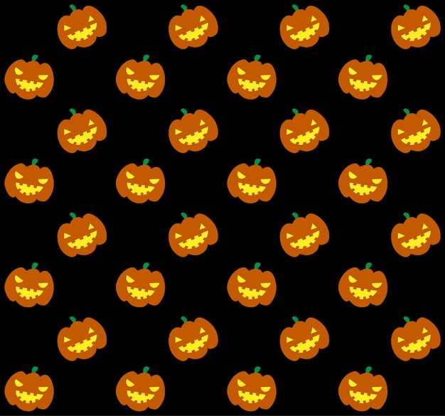 Premium Vector | Jack-o-lantern pumpkin head pattern on black background