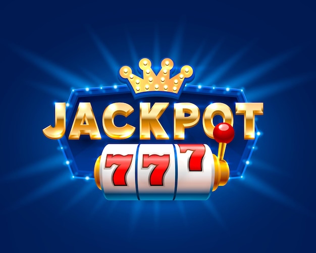 Premium Vector | Jackpot 777 slots banner text, against the backdrop of