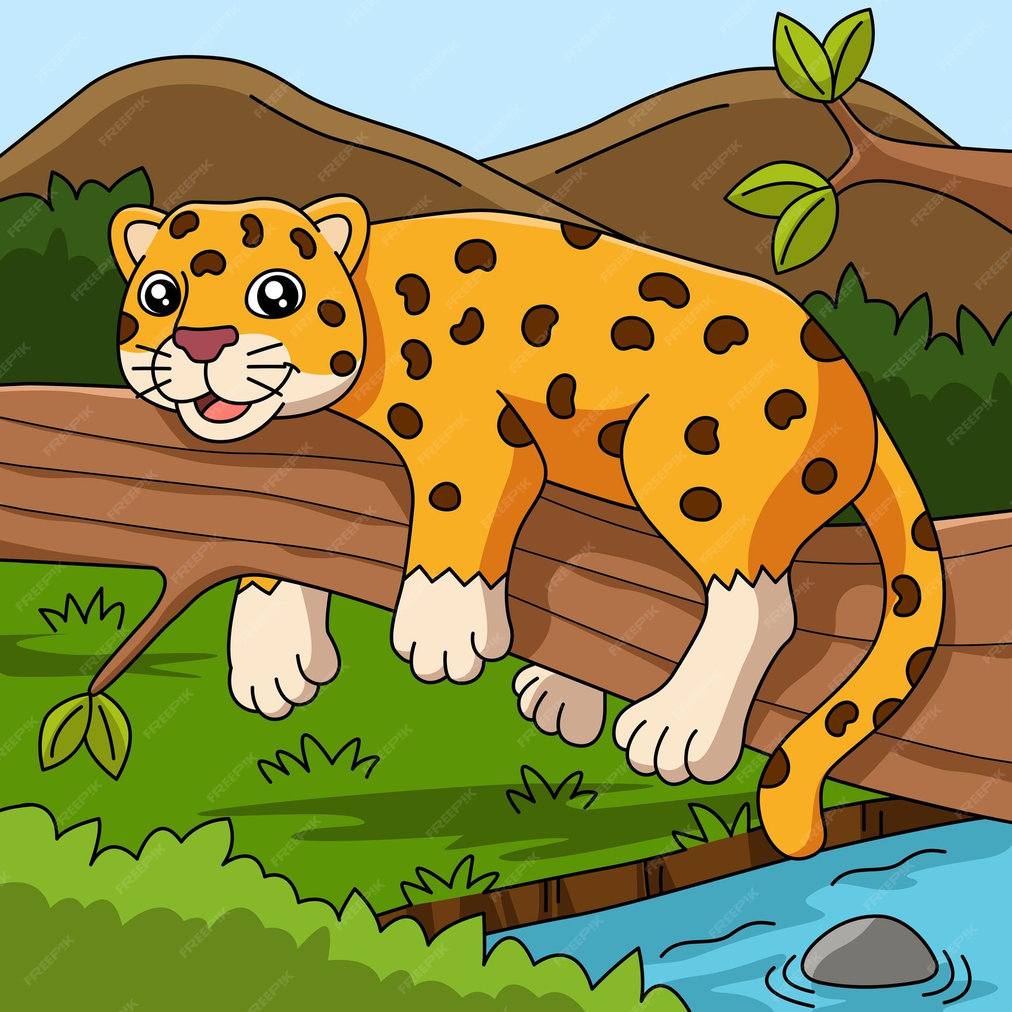 Premium Vector Jaguar Cartoon Vector Colored Illustration