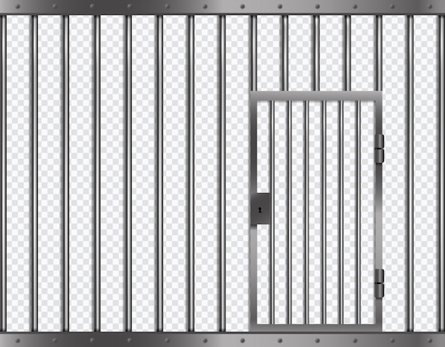 Premium Vector | Jail bars with door in prison