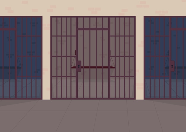 Premium Vector | Jail flat color illustration. police department