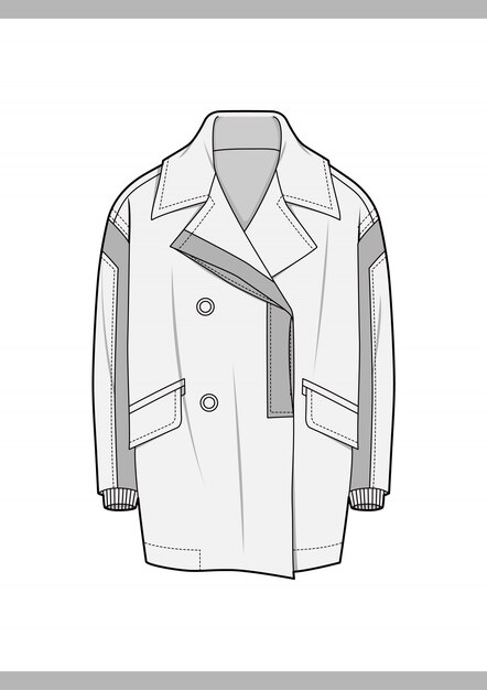 Download Jaket outer fashion flat technical drawing vector template ...