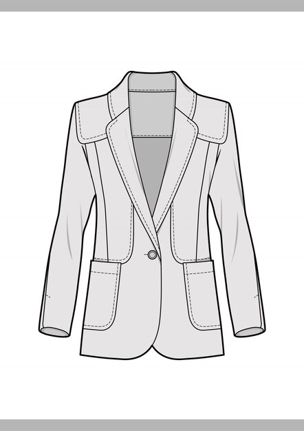 Download Jaket outer fashion flat technical drawing vector template ...