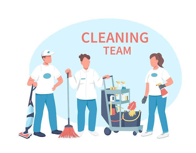 Premium Vector | Janitorial service flat color faceless characters