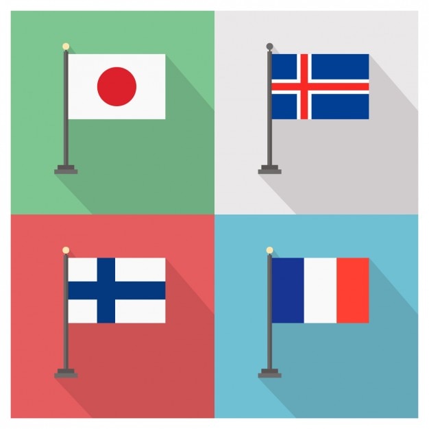 日本アイスランド フィンランド フランス国旗 無料のベクター