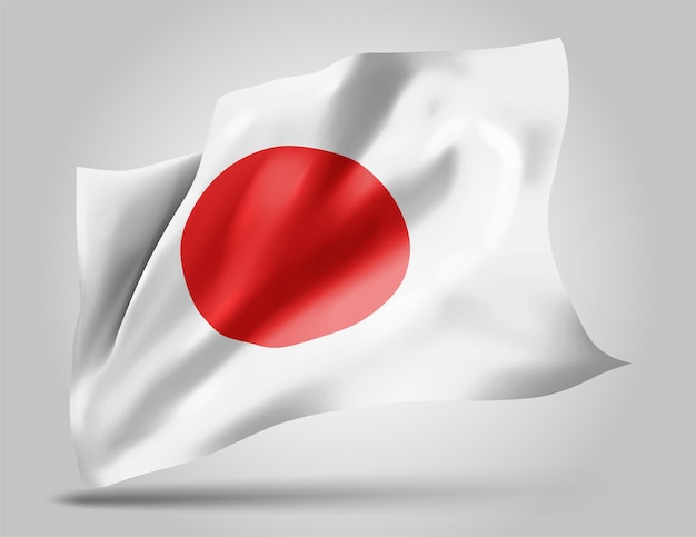 Premium Vector Japan Vector Flag With Waves And Bends Waving In The Wind On A White Background