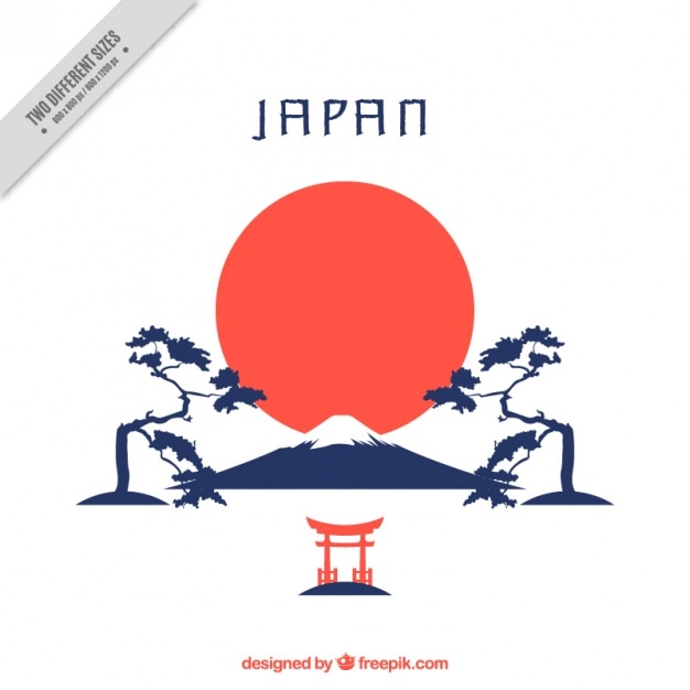 Download Japanese background with mountain and trees Vector ...