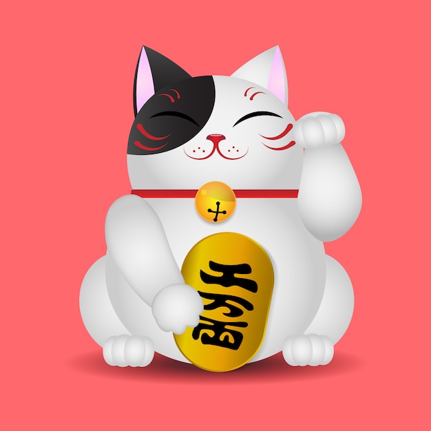 日本の猫を手にする Maneki Neko プレミアムベクター