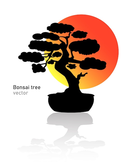 Premium Vector Japanese Bonsai Tree Black Logo Icon Of A Tree In A