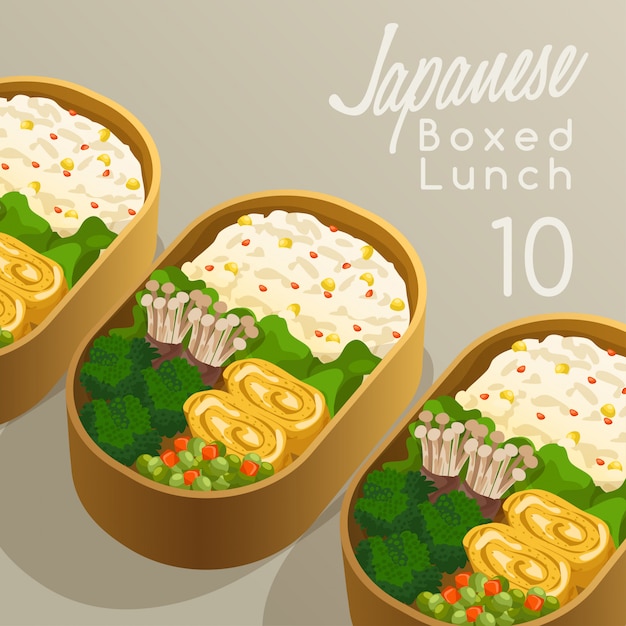 Premium Vector | Japanese boxed lunch set illustration