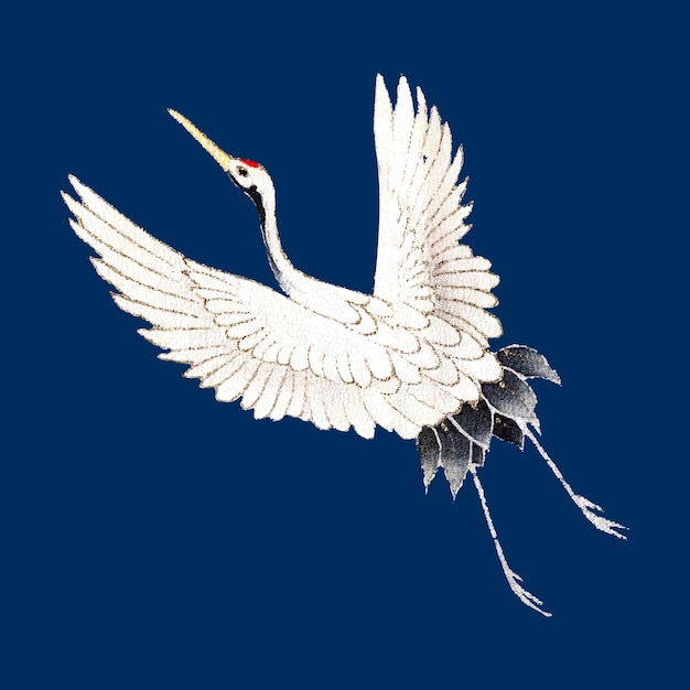 Japanese crane ornamental element vector, remix of artwork by watanabe seitei Free Vector