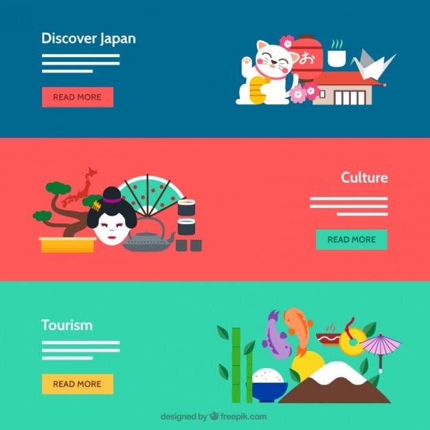 Japanese culture banners | Free Vector