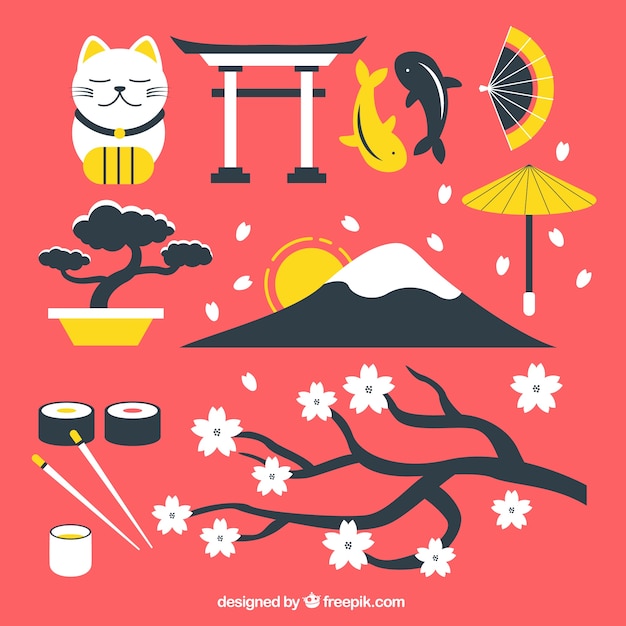 Japanese culture elements Vector | Free Download